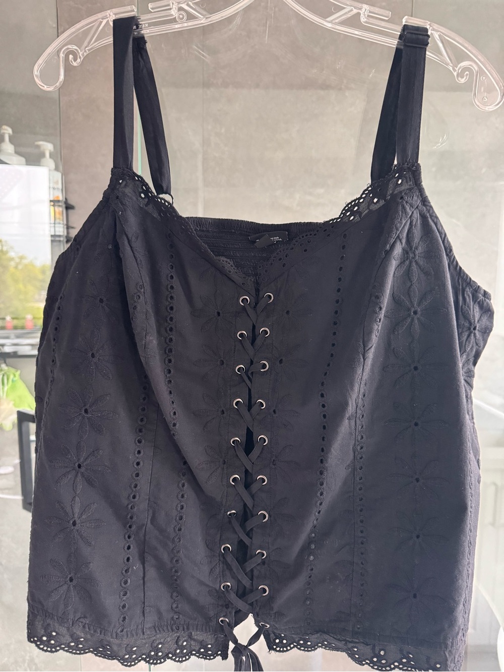 torrid Black Eyelet Lace-Up Cami Top